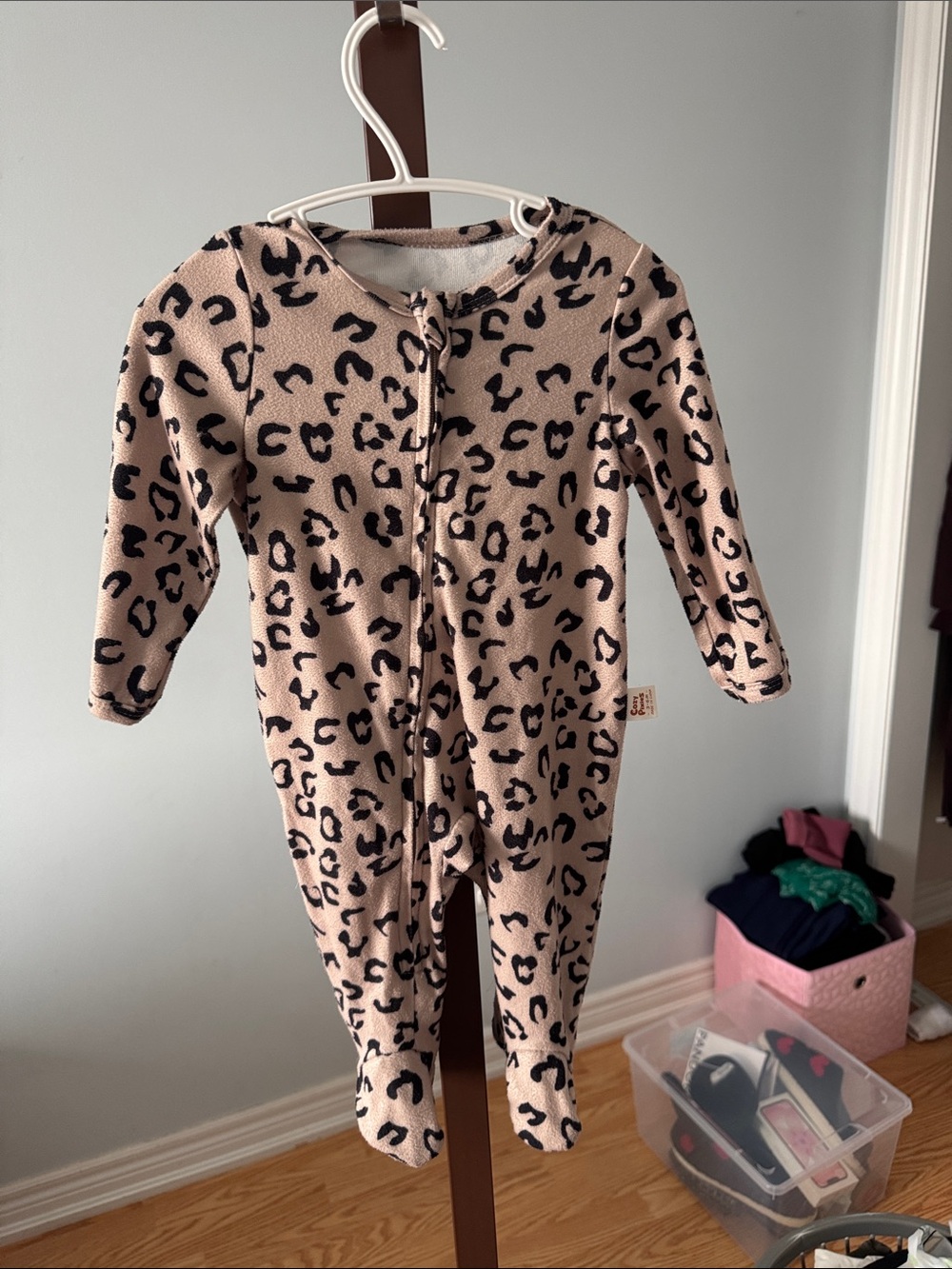 SHEIN Pink Leopard Print Fleece Zippered Sleep Sack